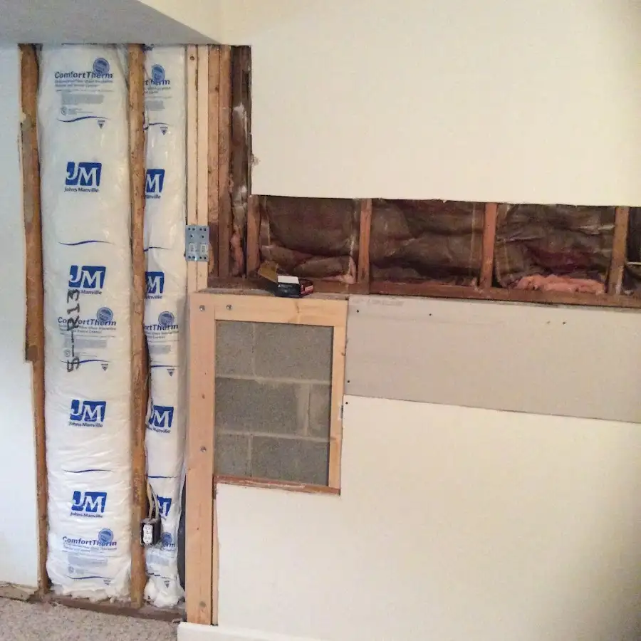 Wall insulation replacement during Structural Drying in Alma